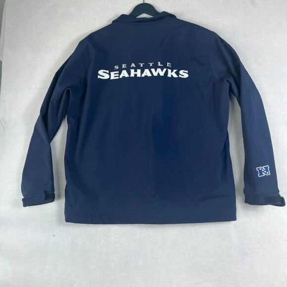Seattle Seahawks NFL Jacket Mens XL Full Zip Navy Blue Windbreaker Rain - Picture 2 of 7